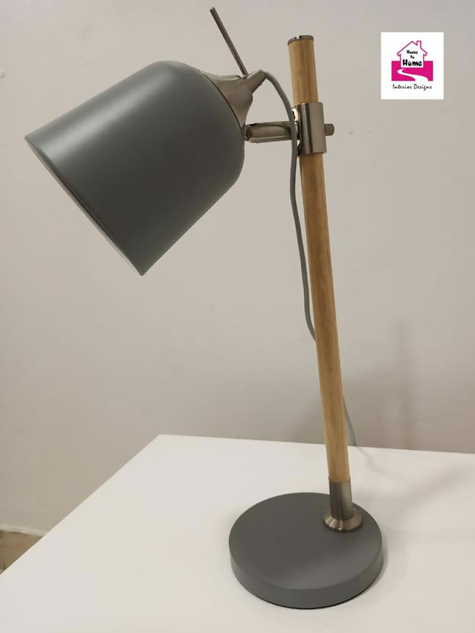 Grey and beech table lamp