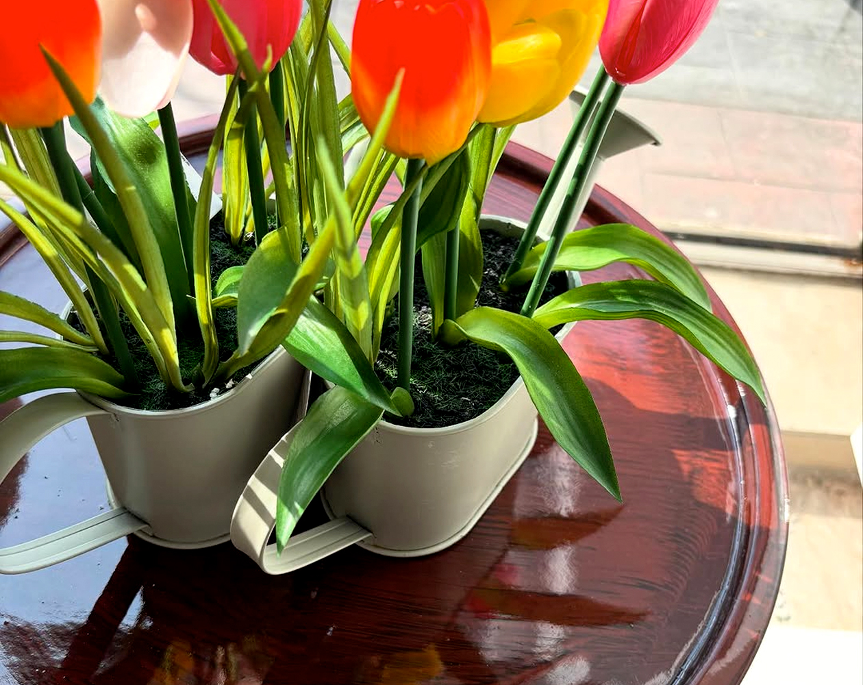 5 pc Multicolor Artificial Tulip Latex Real Touch