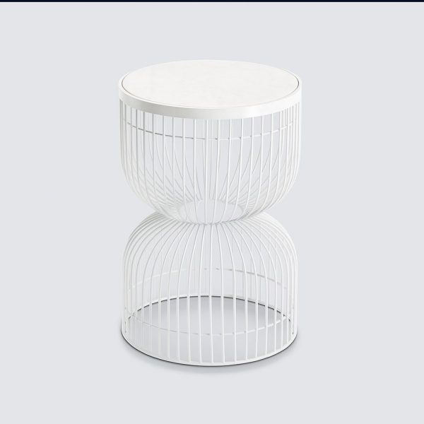 Iron Side Stool with Marble Top