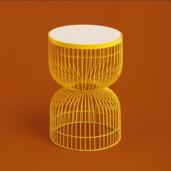 Iron Side Stool with Marble Top