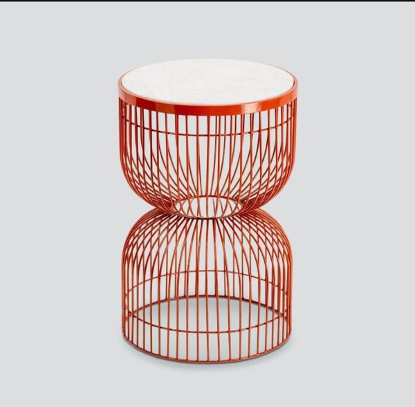 Iron Side Stool with Marble Top