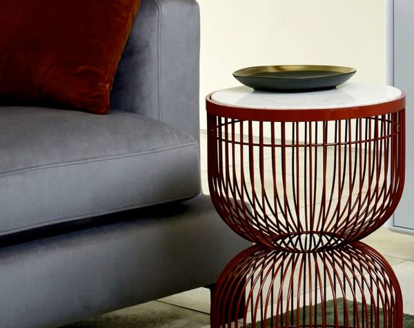 Iron Side Stool with Marble Top