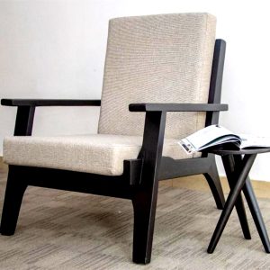 Beige Wooden Occasional Single Armchair