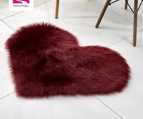 Super Soft Heart Shaped Fur Rug Red