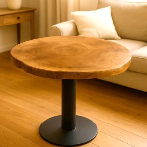 Solid wood pedestal/slab table
