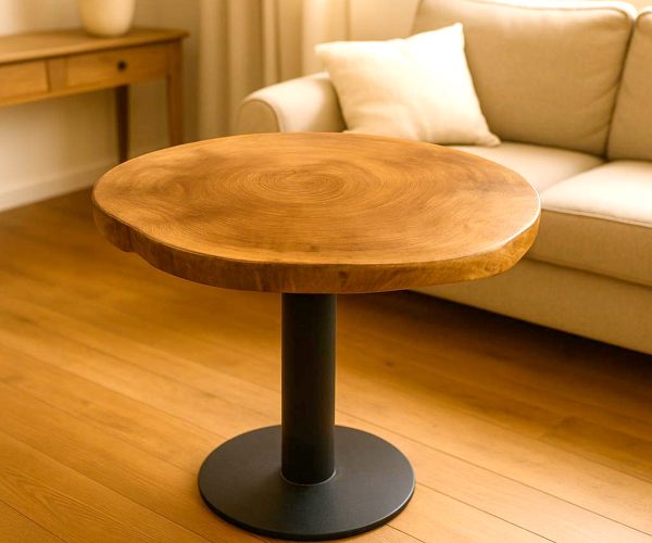 Solid wood pedestal/slab table